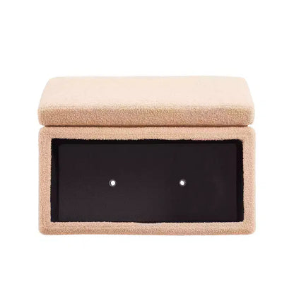 Puf otomano rectangular con cojín acolchado extraíble, 81 cm de ancho, soporta 90 kg, marco de madera natural
