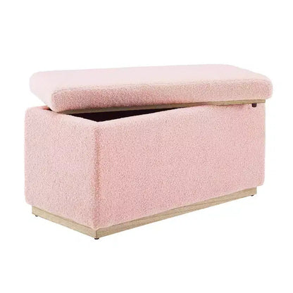 Puf otomano rectangular con cojín acolchado extraíble, 81 cm de ancho, soporta 90 kg, marco de madera natural