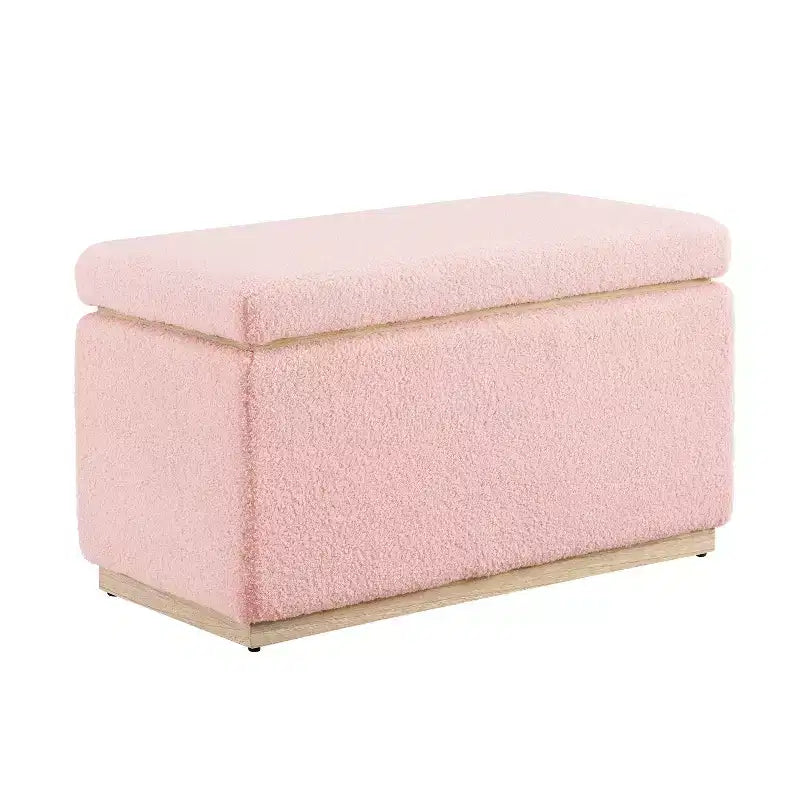 Puf otomano rectangular con cojín acolchado extraíble, 81 cm de ancho, soporta 90 kg, marco de madera natural