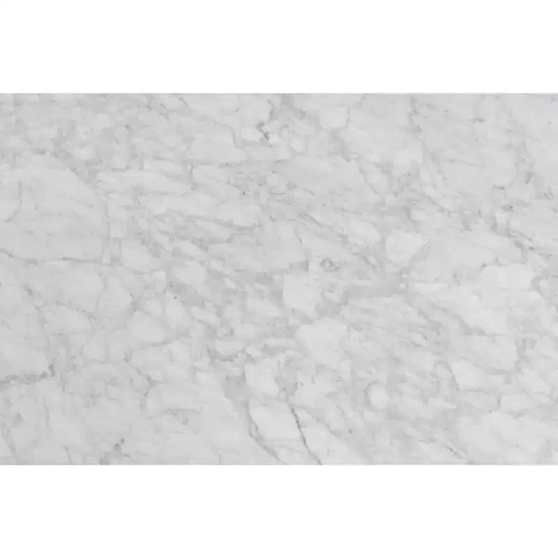 Mesa de centro cuadrada de mármol blanco Carrara italiano de 31" con patas de madera de olmo de mediados de siglo