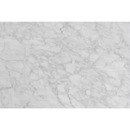 Mesa de centro cuadrada de mármol blanco Carrara italiano de 31" con patas de madera de olmo de mediados de siglo