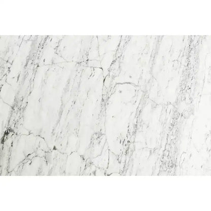 Mesa de centro cuadrada de mármol blanco Carrara italiano de 31" con patas de madera de olmo de mediados de siglo
