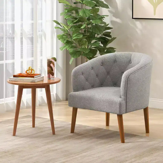 Sofá individual sillón club tapizado cómodo con patas de madera de caucho