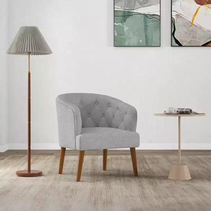 Sofá individual sillón club tapizado cómodo con patas de madera de caucho