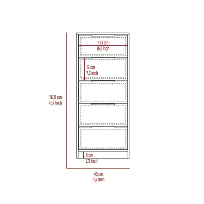 Cómoda alta de 5 cajones, laminado de madera, acabado pintado, herrajes antivuelco, 106,7 cm de alto