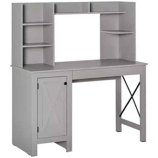 HOMCOM Farmhouse Computer Desk with Hutch and Cabinet, Home office Desk with Storage, for Study