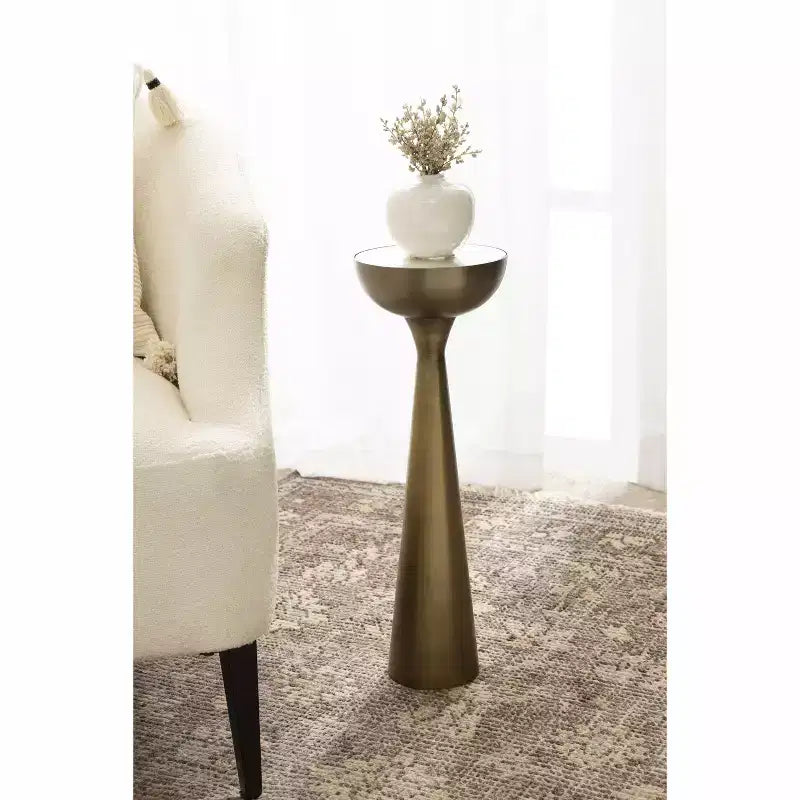 Mesa auxiliar con espejo, elegante mesa auxiliar decorativa
