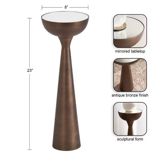 Mesa auxiliar con espejo, elegante mesa auxiliar decorativa