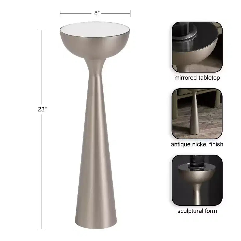 Mesa auxiliar con espejo, elegante mesa auxiliar decorativa