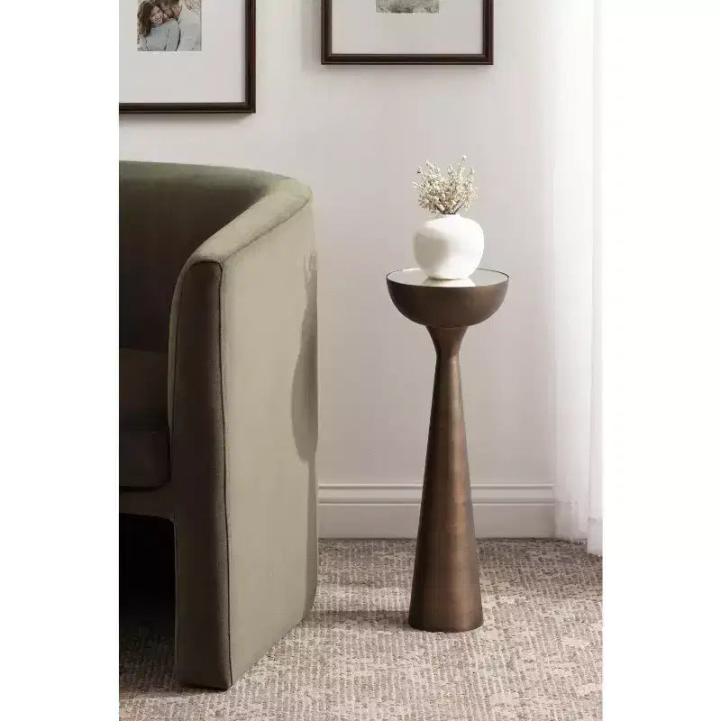 Mesa auxiliar con espejo, elegante mesa auxiliar decorativa