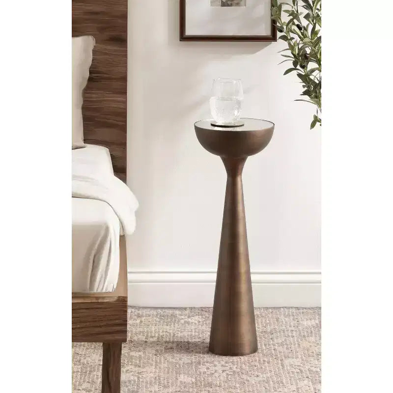 Mesa auxiliar con espejo, elegante mesa auxiliar decorativa