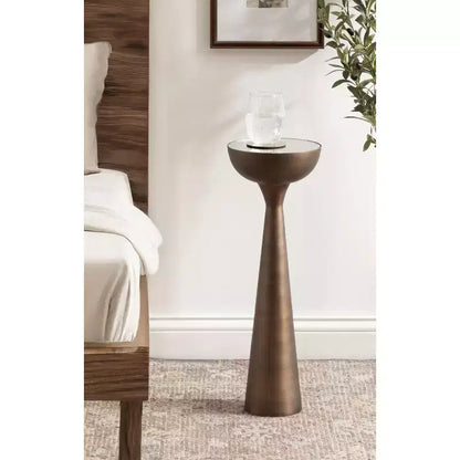 Mesa auxiliar con espejo, elegante mesa auxiliar decorativa