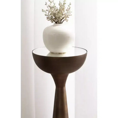 Mesa auxiliar con espejo, elegante mesa auxiliar decorativa