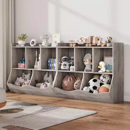 Estantería para libros y organizador de juguetes para niños, gabinete con 5 cubículos, MDF blanco, antivuelco, 36"W