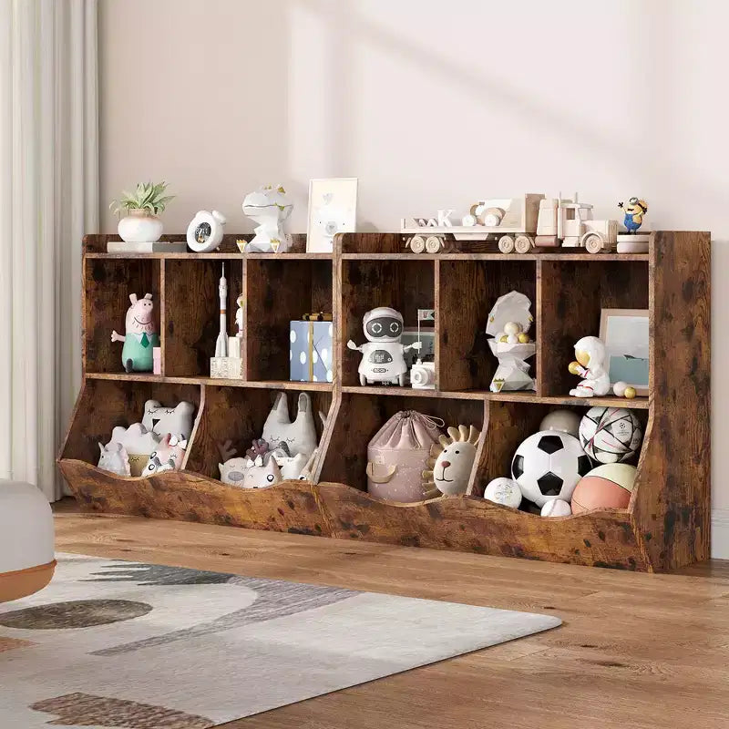 Estantería para libros y organizador de juguetes para niños, gabinete con 5 cubículos, MDF blanco, antivuelco, 36"W