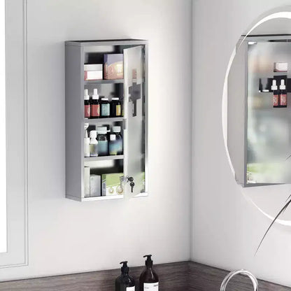 Botiquín con Cerradura para Colgar en la Pared, 30x60cm, Acero Inoxidable, 3 Estantes, Vidrio Esmerilado, Primeros Auxilios