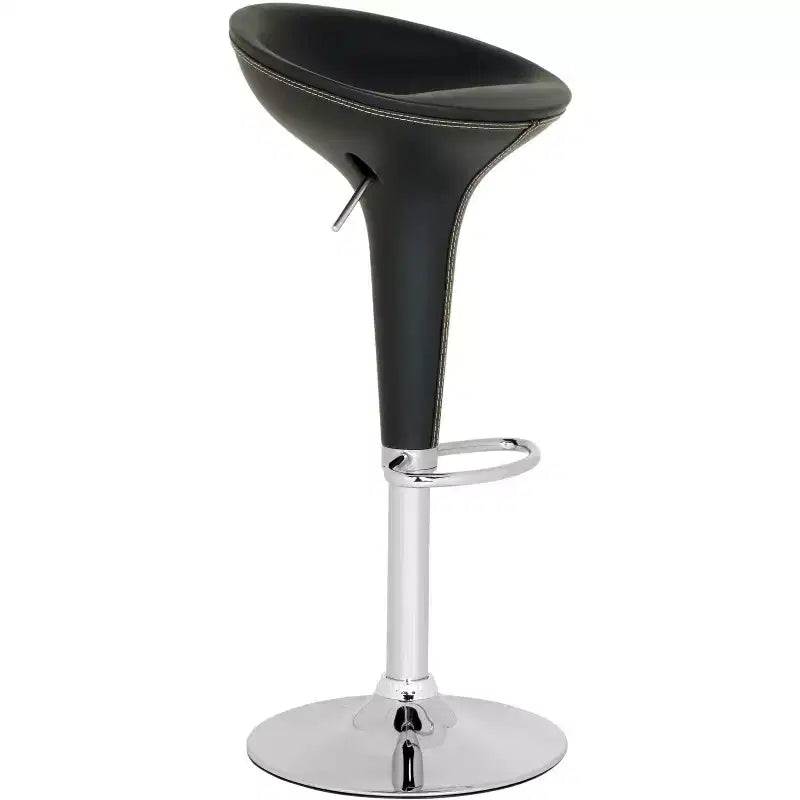 Taburete de bar giratorio ajustable, respaldo bajo, sin brazos, tapicería de PVC, estructura de acero, capacidad de 125 kg
