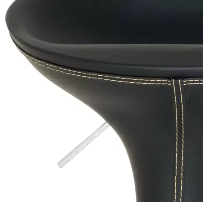 Taburete de bar giratorio ajustable, respaldo bajo, sin brazos, tapicería de PVC, estructura de acero, capacidad de 125 kg