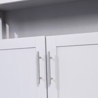 Aparador y alacena clásicos con armario de almacenamiento de doble puerta y estante abierto, madera de ingeniería