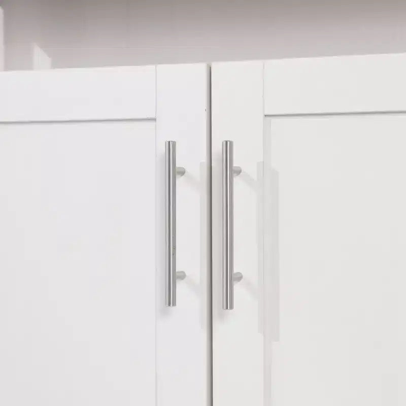 Aparador y alacena clásicos con armario de almacenamiento de doble puerta y estante abierto, madera de ingeniería