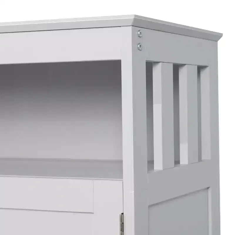 Aparador y alacena clásicos con armario de almacenamiento de doble puerta y estante abierto, madera de ingeniería