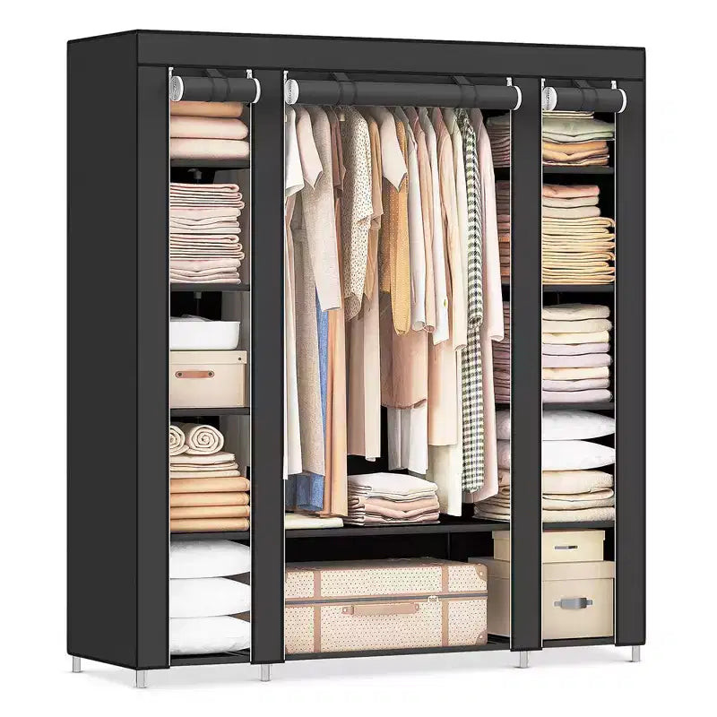 SONGMICS 59 Closet Wardrobe Portable Closet Organizer Storage Clothing Rack Shelf with Non-Woven Fabric Cover