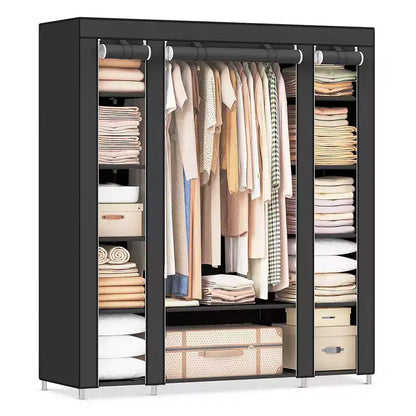 SONGMICS 59 Closet Wardrobe Portable Closet Organizer Storage Clothing Rack Shelf with Non-Woven Fabric Cover