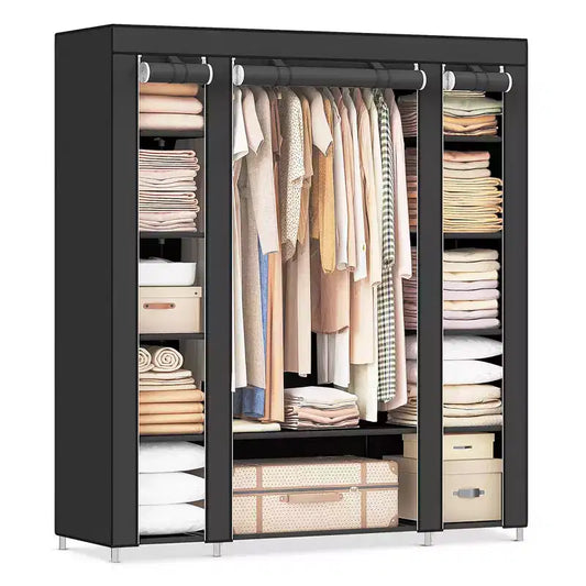 SONGMICS 59 Closet Wardrobe Portable Closet Organizer Storage Clothing Rack Shelf with Non-Woven Fabric Cover