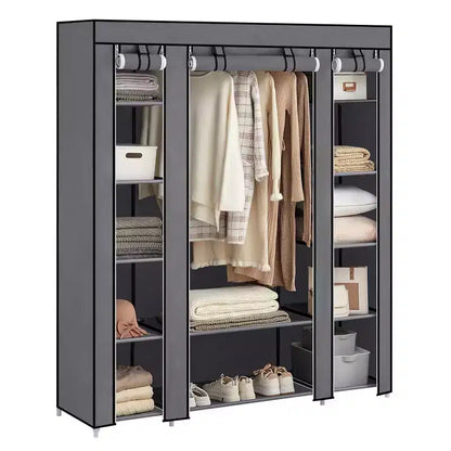Armario ropero portátil de 150 cm, estante para ropa y almacenamiento con cubierta de tela no tejida