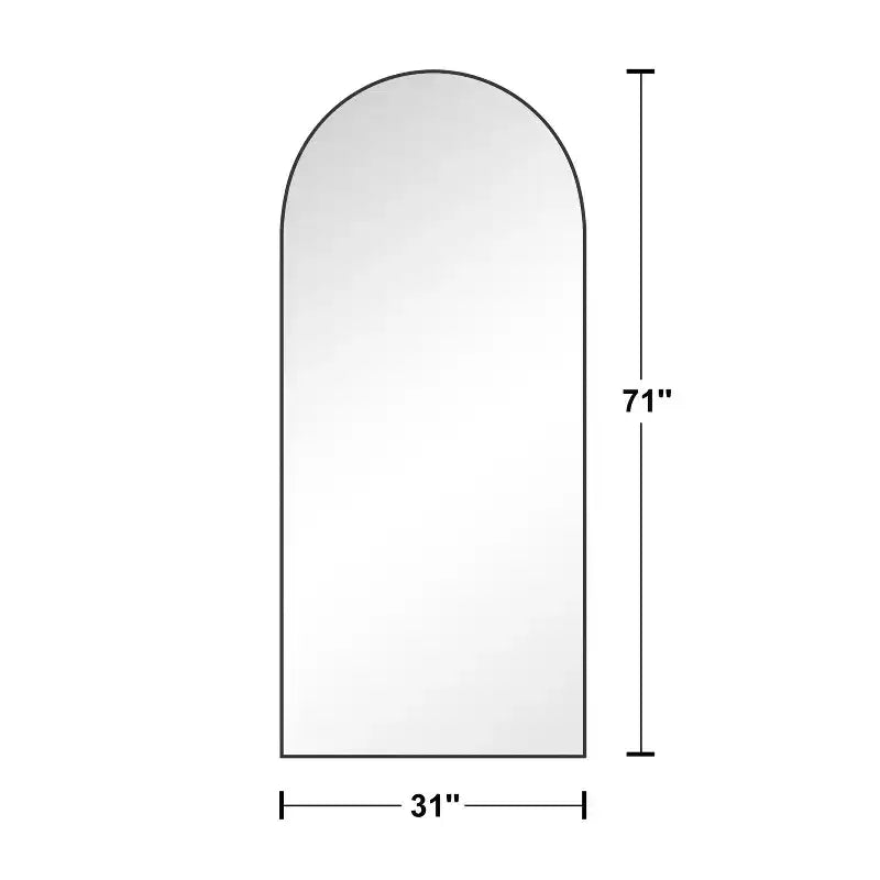 Espejo de pie de cuerpo entero con marco de metal arqueado de 71", vidrio templado de alta definición