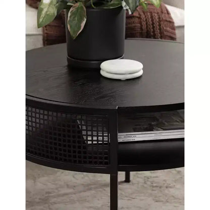 Mesa de centro redonda, 26x25x18, negra